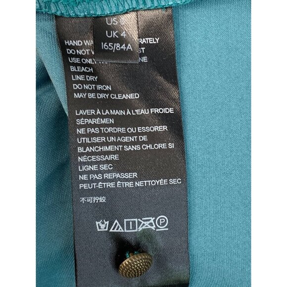 Anthropologie Teal Wrap High Low Long-Sleeve V-Neck Midi Dress Size 0 7518 - Picture 6 of 15